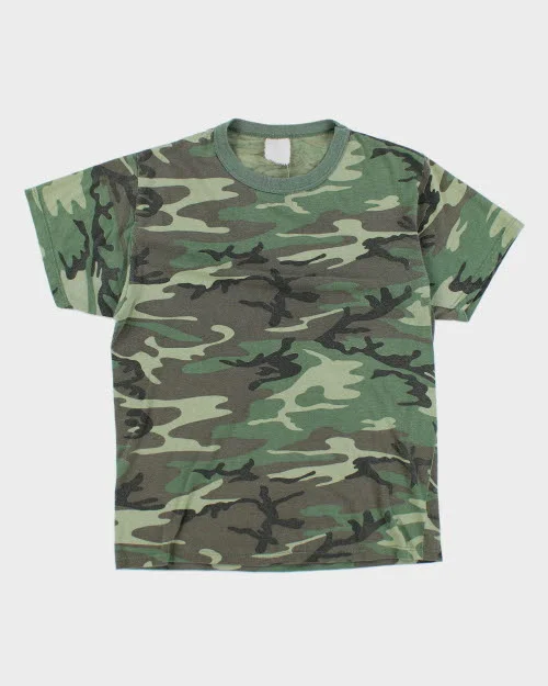 Vintage 90's Camouflage T-Shirt - M Zippered Front Buttoned Front Snap Front