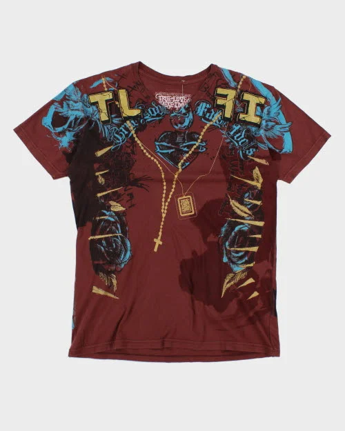 Vintage Y2K True Love False Idols V-Neck T-Shirt - XL Nylon Fabric Polyester Fabric Spandex Fabric Vintage Y2K True Love False Idols V-Neck T-Shirt - XL Nylon Fabric Polyester Fabric Spandex Fabric