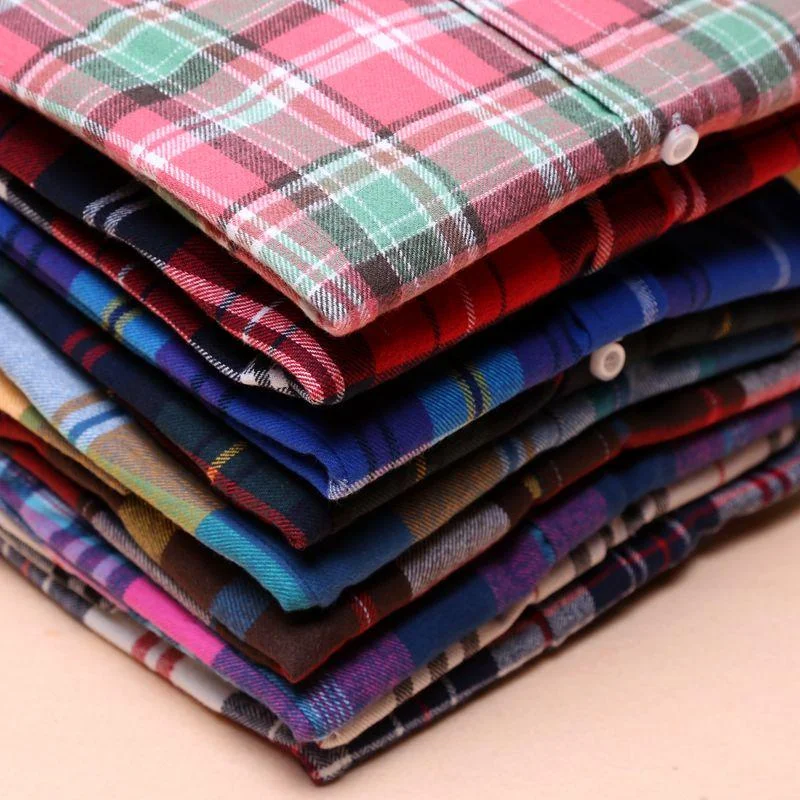 Women Flannel Plaid Button Down Shirt Tunic Terry Blend Velvet Blend Canvas Blend