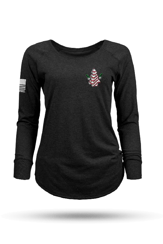 Cake Tree - Women's Long-Sleeve Shirt Hooded Caped Shawl Collar
