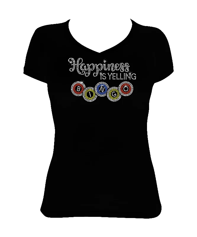 Women's Rhinestone Fitted Tight Snug Shirt Happiness is Yelling Bingo - Bingo Shirt, Bing Night Beaded Sequined Faux Fur Women's Rhinestone Fitted Tight Snug Shirt Happiness is Yelling Bingo - Bingo Shirt, Bing Night Beaded Sequined Faux Fur