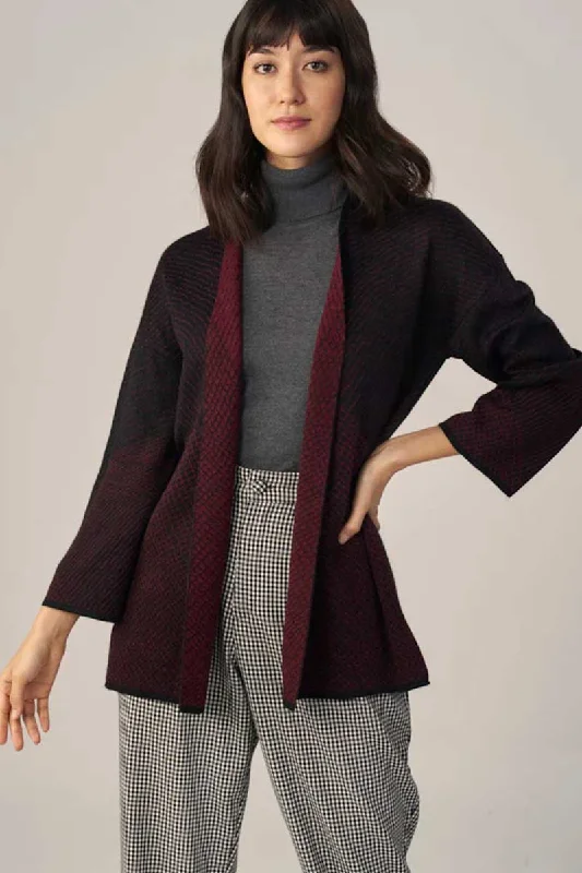 Alpaca Reversible Kimono Jacket - open Welt Pockets Slit Pockets Flap Pockets