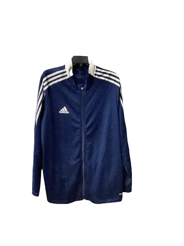 Athletic Jacket By Adidas In Blue, Size: 3x Knit Jacket Woven Jacket Fleece Jacket