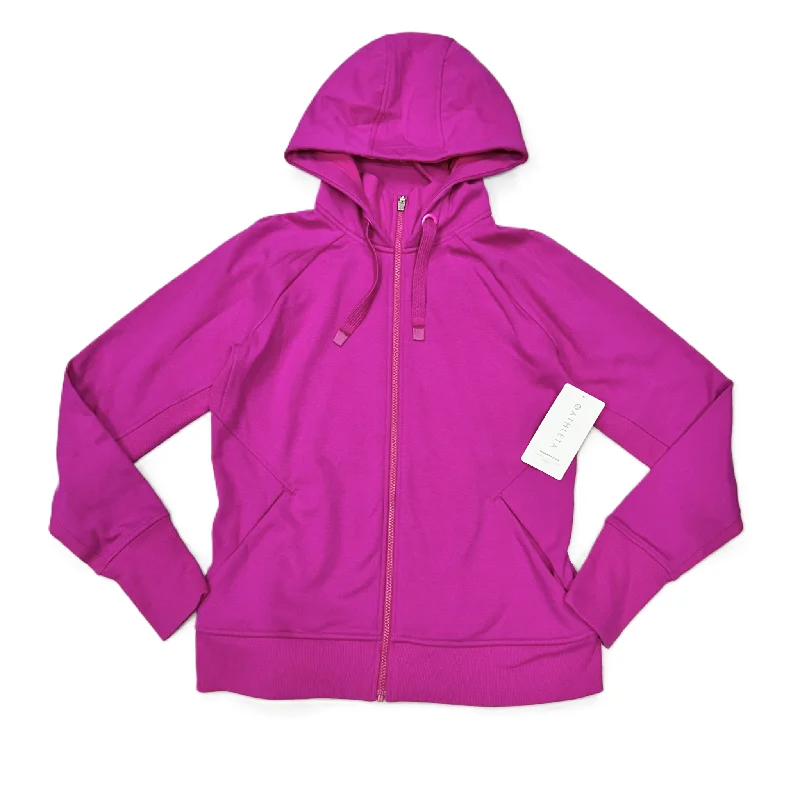 Athletic Jacket By Athleta In Pink, Size: L Knit Fabric Woven Fabric Fleece Fabric