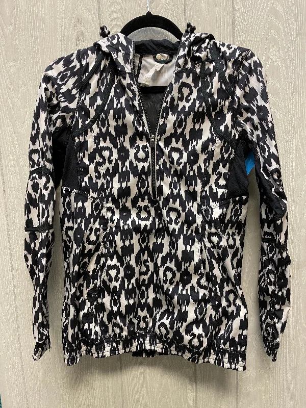 Athletic Jacket By Lululemon In Black & Cream, Size: S Snapped Jacket Toggled Jacket Drawstring Jacket