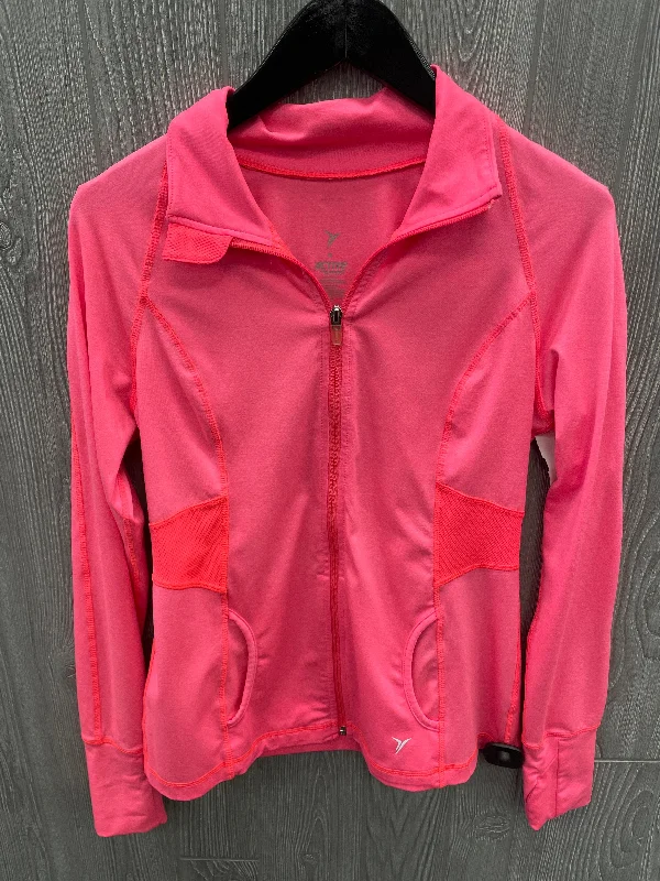 Athletic Jacket By Old Navy In Pink, Size: M Notch Collar Peter Pan Collar Cowl Neck