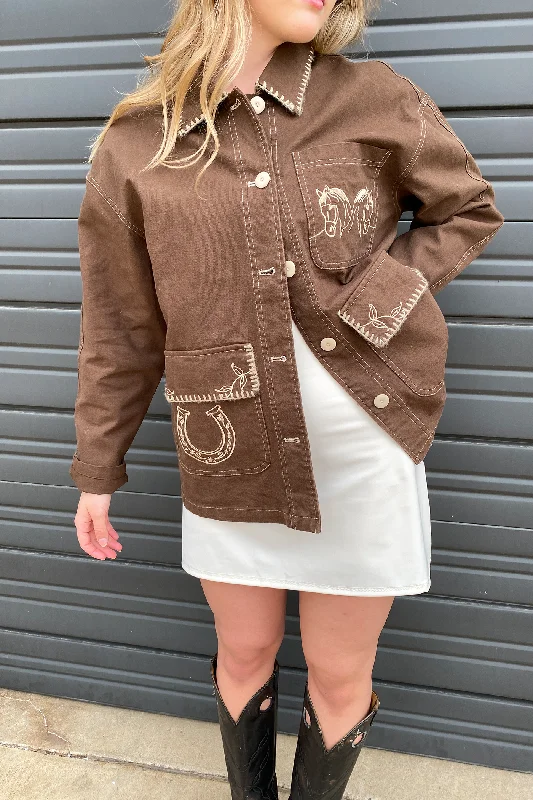 Western Stitchwork Jacket One-Shoulder Jacket Off-the-Shoulder Jacket Asymmetrical Jacket