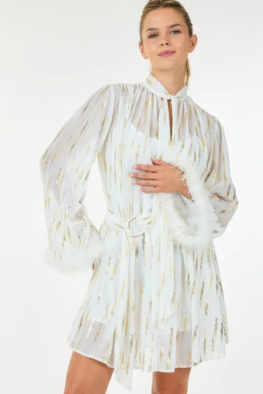 Blue Zone Planet | Amy's  Metallic Print Mini Dress Chic Mini Dress with V-Neck