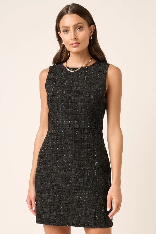 Blue Zone Planet |  Mittoshop Tweed Sleeveless Mini Dress Comfortable Boho Mini Dress