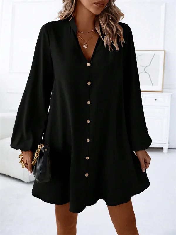 Blue Zone Planet |  Notched Long Sleeve Mini Dress Stylish Sweetheart Mini Dress