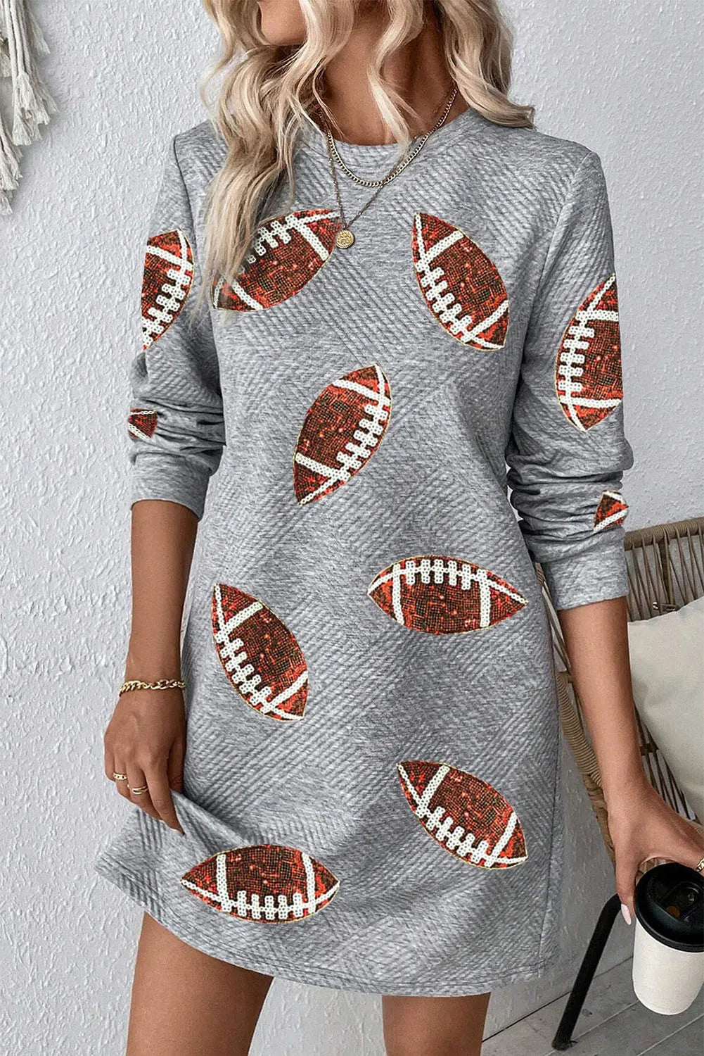 Blue Zone Planet | Sequin Football Long Sleeve Mini Dress Fashionable Off-Shoulder Mini Dress Blue Zone Planet | Sequin Football Long Sleeve Mini Dress Fashionable Off-Shoulder Mini Dress