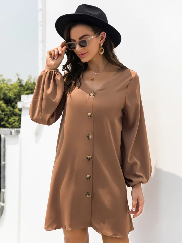 Blue Zone Planet |  V-Neck Long Sleeve Mini Dress Cozy Long Sleeve Mini Dress