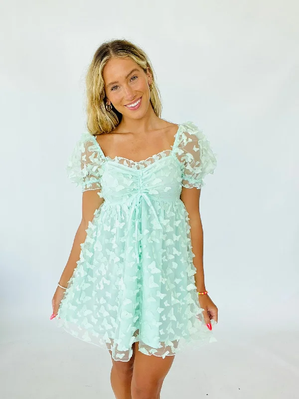 Butterfly Babydoll Mini Dress (Reg) Trendy Crossover Mini Dress