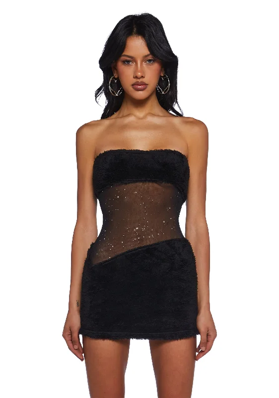 Call My Bluff Mini Dress - Black Trendy Denim Mini Dress