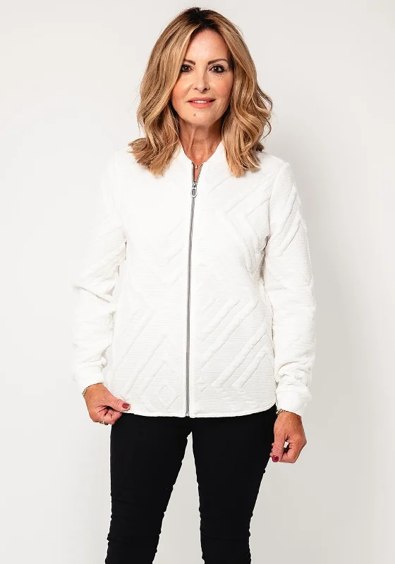 Cecil 3D Sweat Bomber Jacket, White Satin Jacket Silk Jacket Chiffon Jacket
