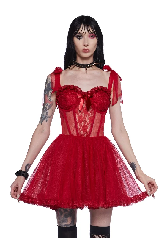 Dance With Death Mini Dress - Red Trendy Tie-Dye Mini Dress