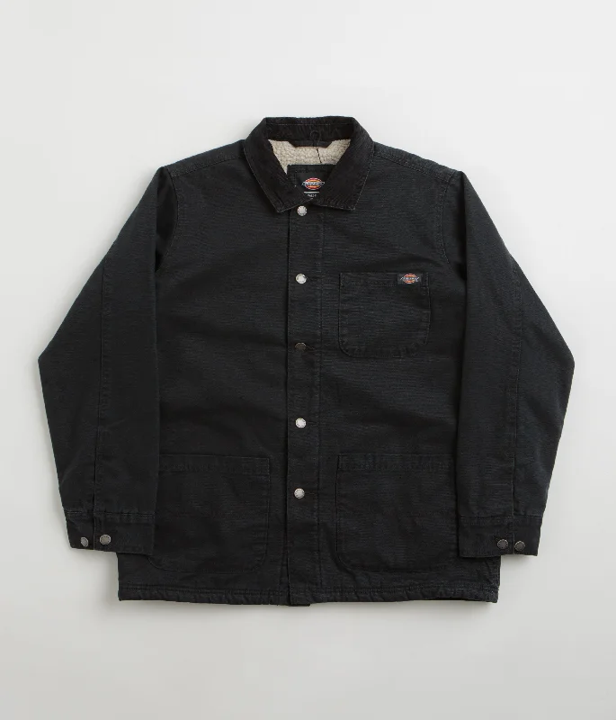 Dickies Duck High Pile Fleece Line Chore Jacket - Black Satin Fabric Silk Fabric Chiffon Fabric