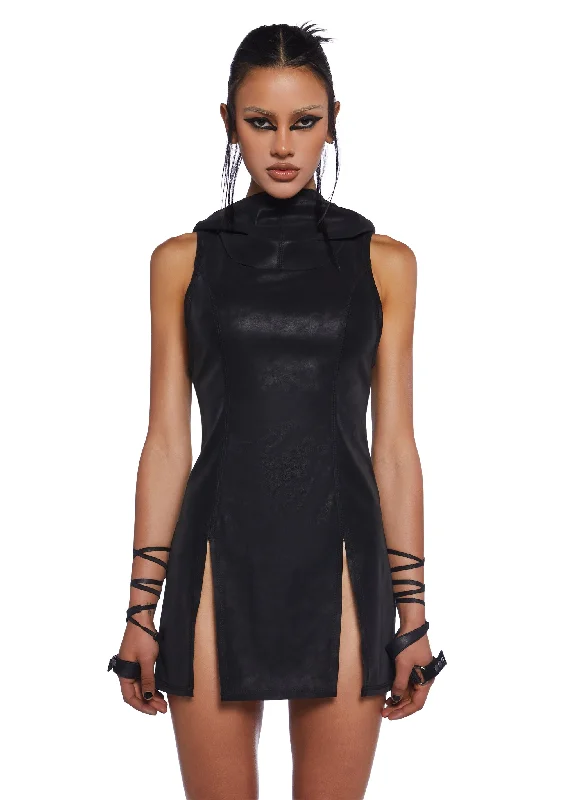 Downbeat Hooded Mini Dress Stylish Sweetheart Neck Mini Dress