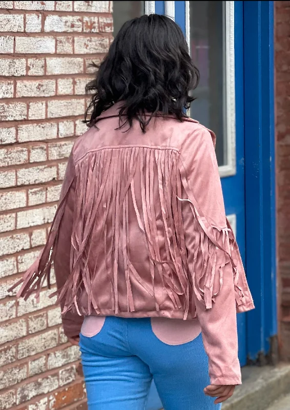 Dusty Rose Faux Suede Fringe Jacket Corduroy Jacket Velvet Jacket Brocade Jacket