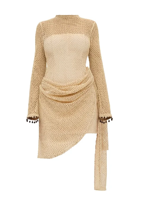 EGU BUTTER CROCHET MINI DRESS Cozy Sweater Mini Dress