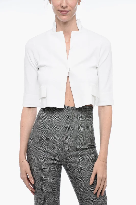 Ella Cropped Jacket With 3/4 Sleeves M Standard Size Cotton Fabric Linen Fabric Terry Fabric Ella Cropped Jacket With 3/4 Sleeves M Standard Size Cotton Fabric Linen Fabric Terry Fabric