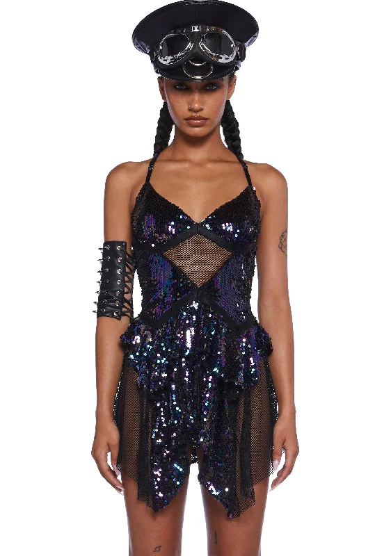Fantastical Firefly Mini Dress - Black Comfortable Fit-and-Flare Mini Dress