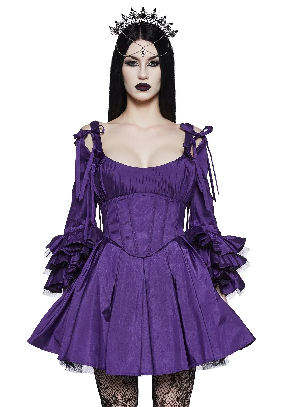 Haunted Hue Mini Dress - Purple Chic Puff Sleeve Mini Dress