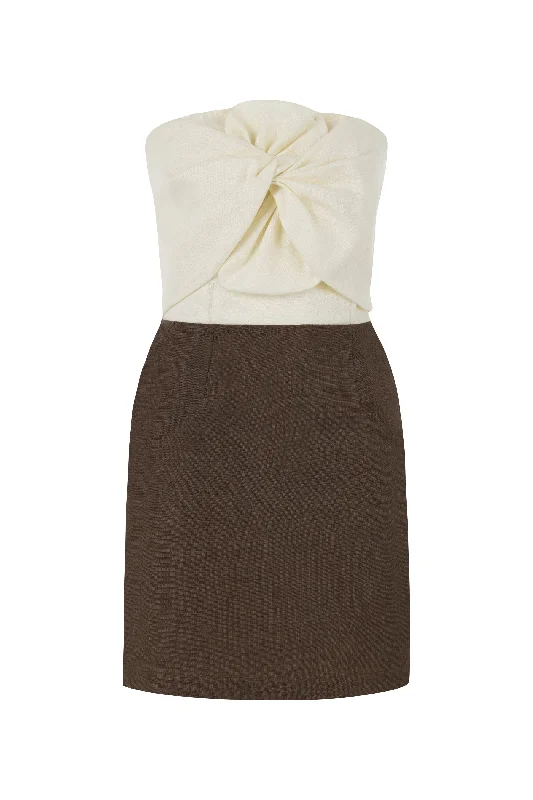 HAZEL TWO-TONE LINEN TWIST MINI DRESS Cozy T-Shirt Mini Dress