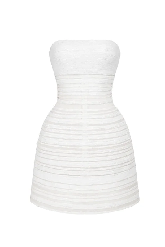 IRENE CHANTILLY LACE WHITE A-LINE MINI DRESS Elegant Satin Lace Mini Dress
