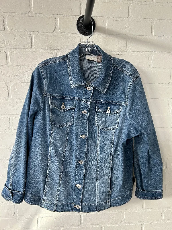 Jacket Denim By Chicos In Blue Denim, Size: Xl Fleece Fabric Down Fabric Feather Fabric Jacket Denim By Chicos In Blue Denim, Size: Xl Fleece Fabric Down Fabric Feather Fabric