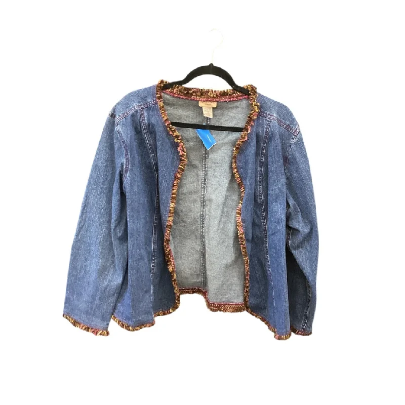 Jacket Denim By Chicos In Blue, Size: 1x Chenille Fabric Brocade Fabric Lace Fabric