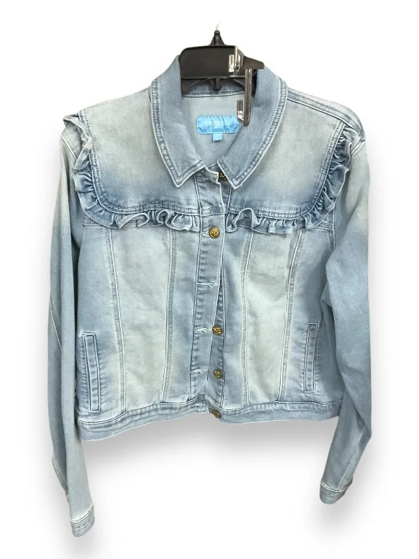 Jacket Denim By Draper James In Blue Denim, Size: Xxl Plaid Jacket Tartan Jacket Houndstooth Jacket