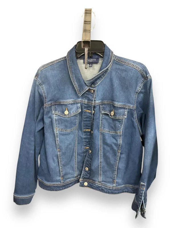 Jacket Denim By Talbots In Blue Denim, Size: 2x Tiered Jacket Buttoned Jacket Zippered Jacket
