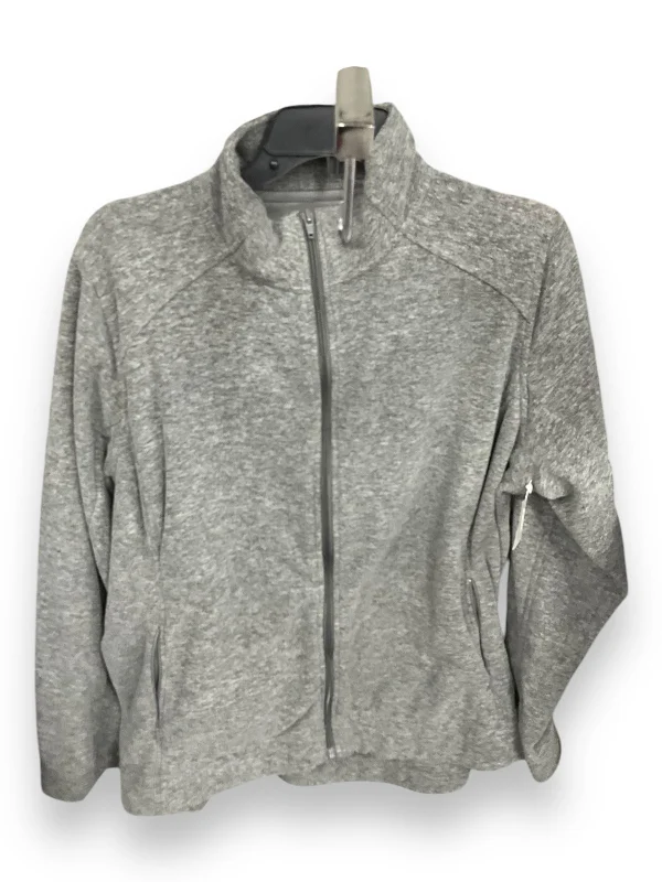 Jacket Fleece By Duluth Trading In Grey, Size: 2x Notch Collar Peter Pan Collar Cowl Neck