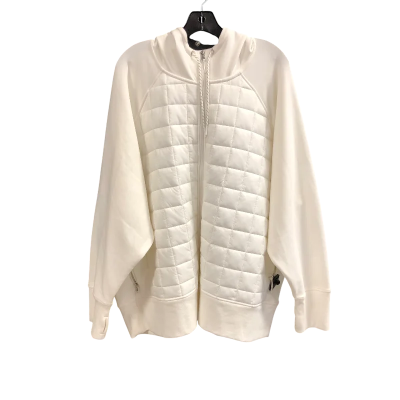 Jacket Fleece By Old Navy In White, Size: 4x Tiered Jacket Buttoned Jacket Zippered Jacket