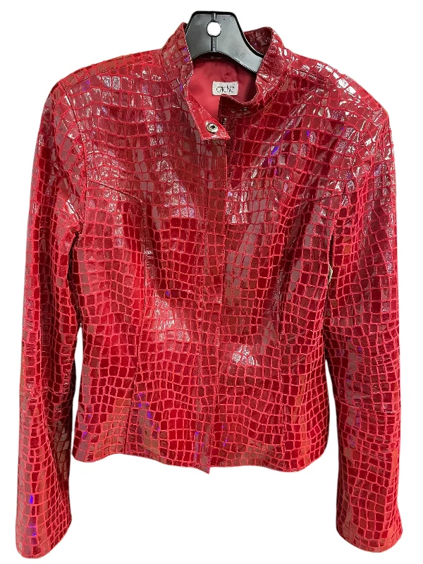 Jacket Leather By Cache In Red, Size: S Belted Jacket Elasticated Jacket Padded Jacket