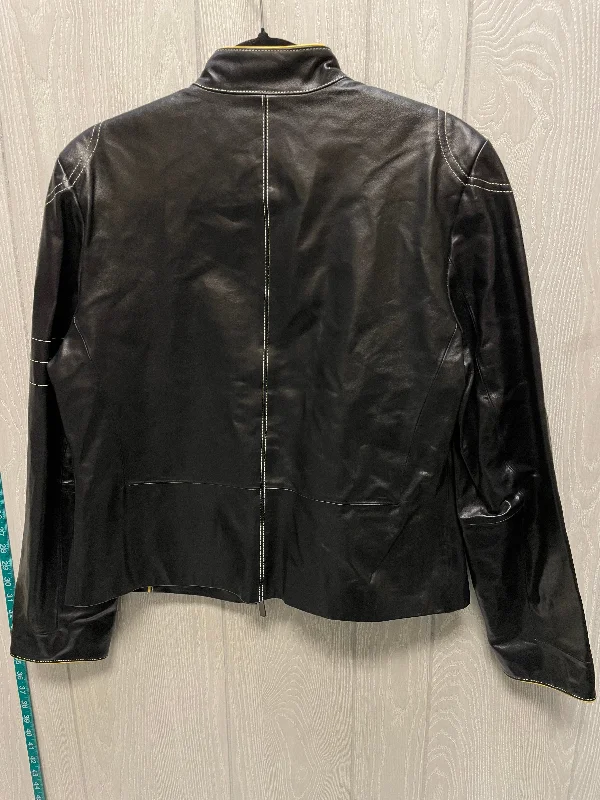 Jacket Leather By COUTURE In Black & Yellow, Size: L Nylon Fabric Polyester Fabric Spandex Fabric Jacket Leather By COUTURE In Black & Yellow, Size: L Nylon Fabric Polyester Fabric Spandex Fabric