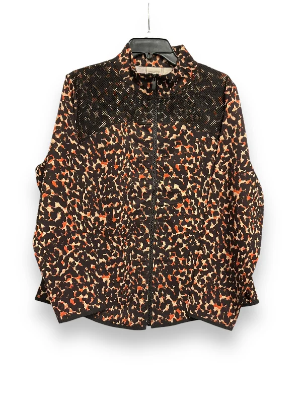 Jacket Windbreaker By Zenergy By Chicos In Animal Print, Size: 2x Hoodie Zip-Up Jacket Button-Up Jacket