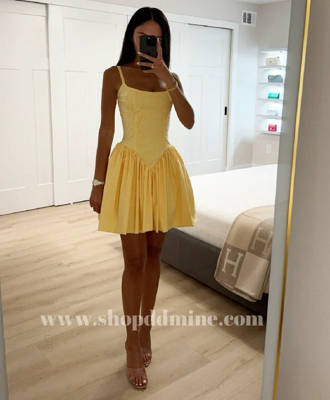 KADI YELLOW COTTON CORSET MINI DRESS Fashionable Mini Dress with Pockets