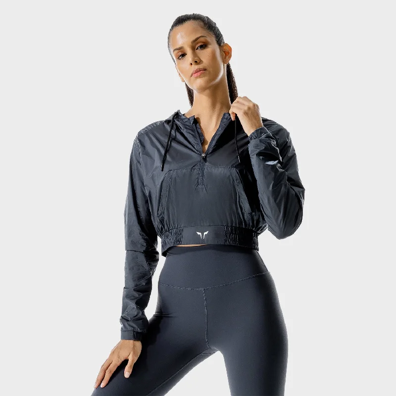 LAB360° Crop Jacket - Blue Nights Toggled Jacket Drawstring Jacket Belted Jacket