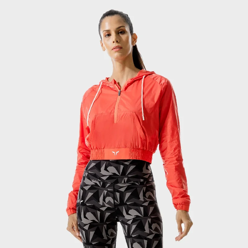 LAB360° Crop Jacket - Hot Coral Faux Fur Fabric Real Fur Fabric Shearling Fabric
