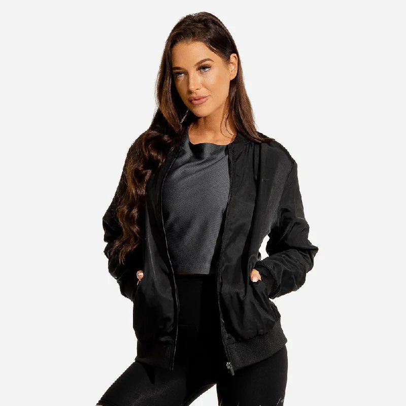 Limitless Bomber Jacket - Black Zip Front Button Front Snap Front