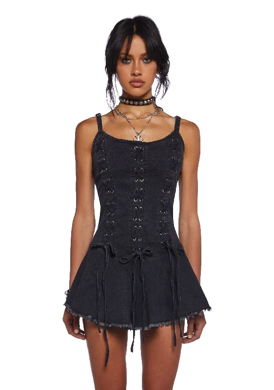 Little Miss Attitude Mini Dress - Black Cozy Knit Mini Dress
