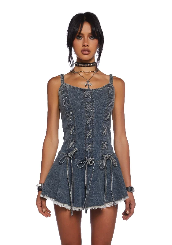 Little Miss Attitude Mini Dress - Light Blue Cozy Knitted Mini Dress