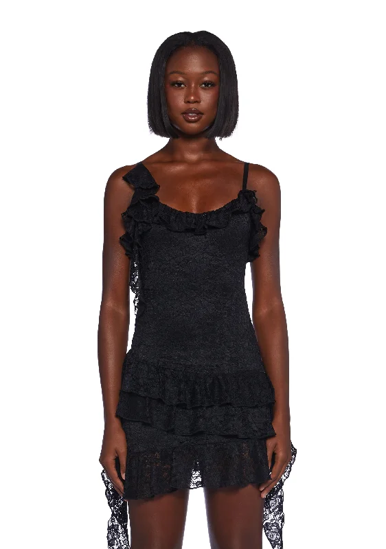 Margaux Mini Dress - Black Cozy Ribbed Mini Dress