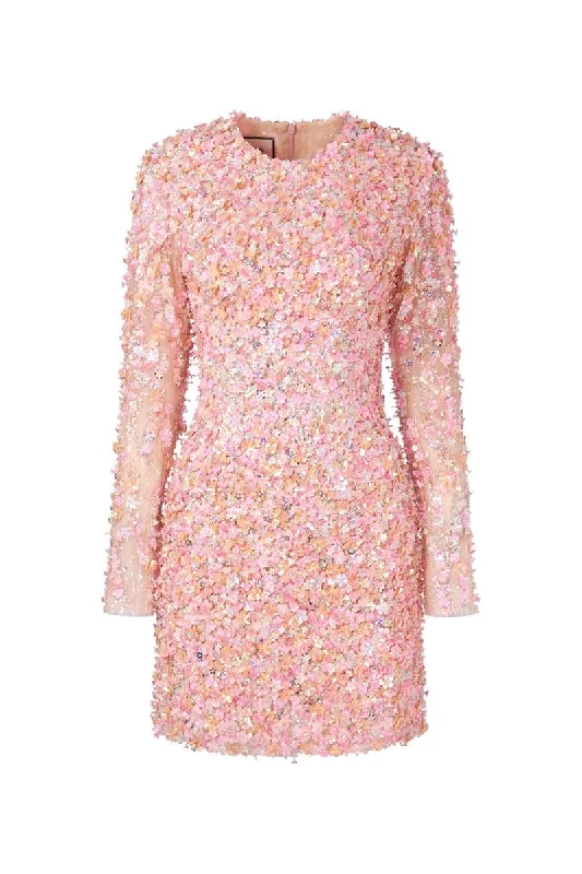 MIA PINK BEADED MINI DRESS Cozy Knit Mini Dress