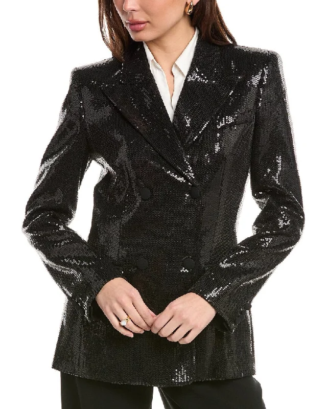 Michael Kors Sequin Double-Breasted Jacket Appliqued Jacket Beaded Jacket Sequined Jacket