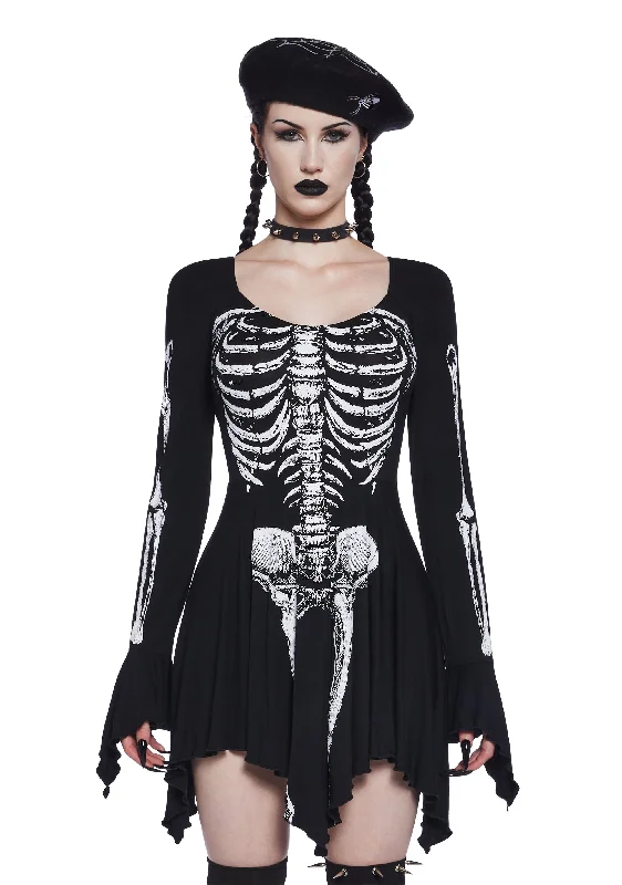 Midnight Haunt Mini Dress Comfortable One-Shoulder Mini Dress