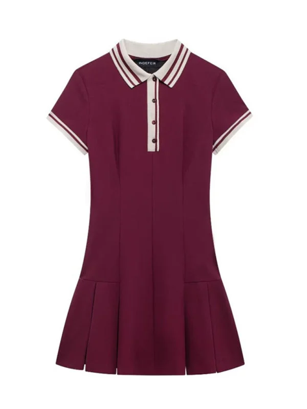 Blue Zone Planet | Sage's Color Block Ribbed Wide Pleated Mini Dress Cozy Satin Mini Dress