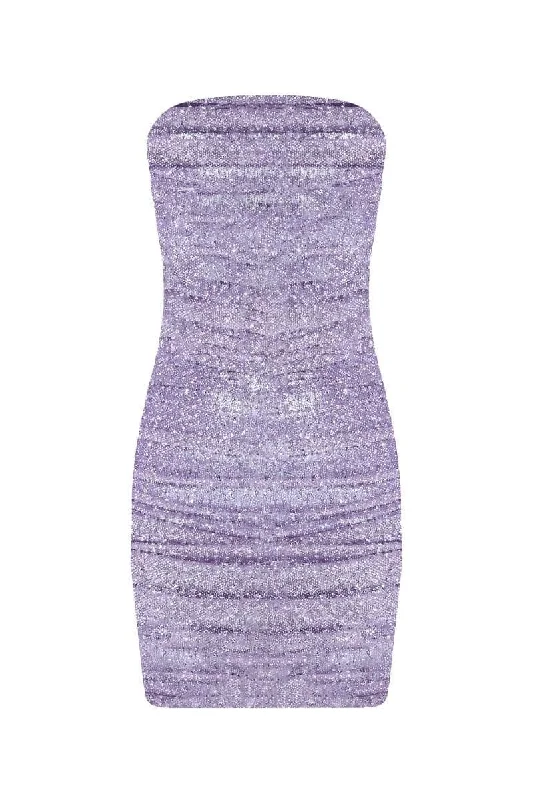 ONE AND ONLY PURPLE STRAPLESS MINI DRESS Elegant Off-Shoulder Dress Mini
